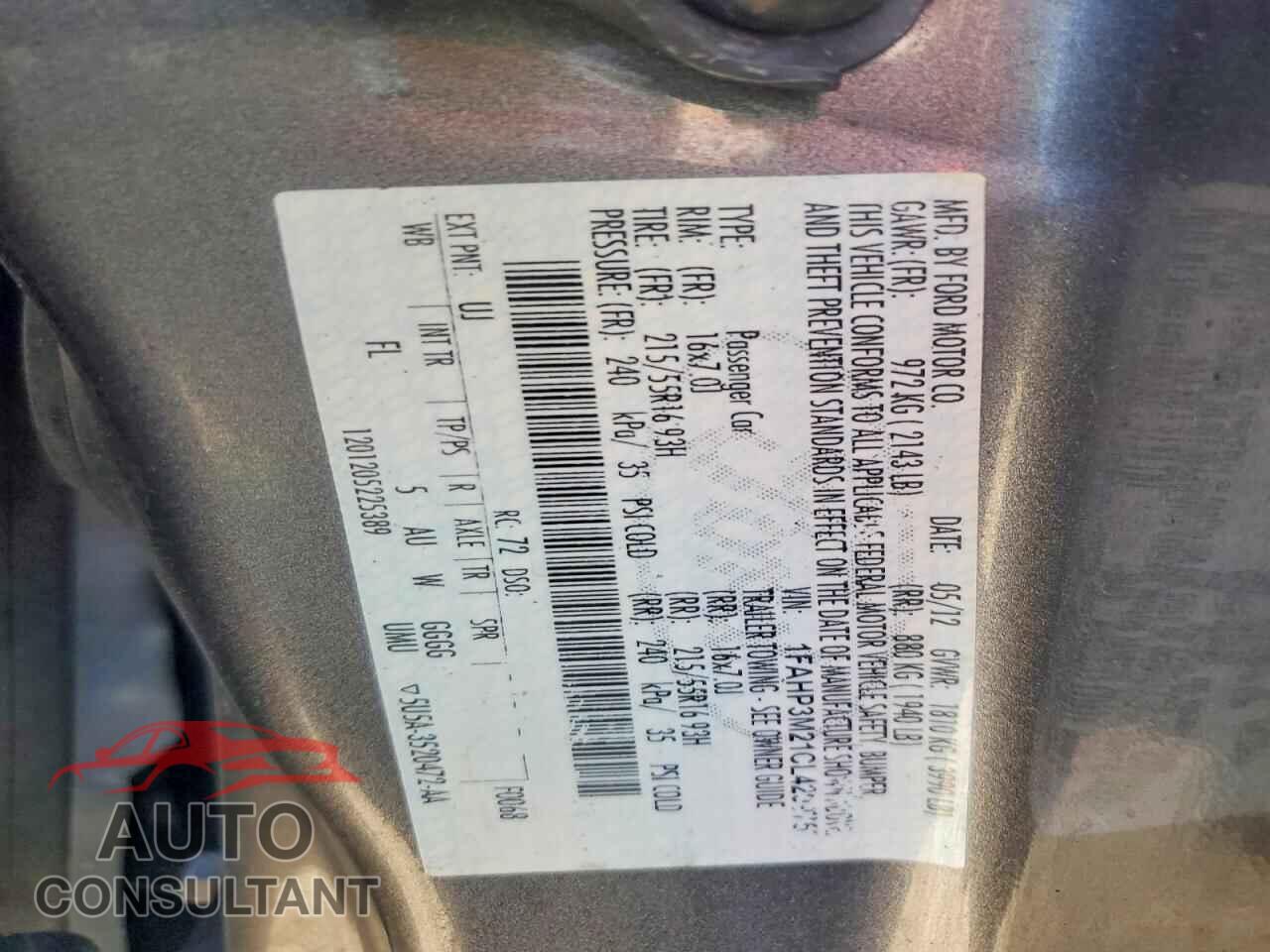 FORD FOCUS 2012 - 1FAHP3M21CL429975