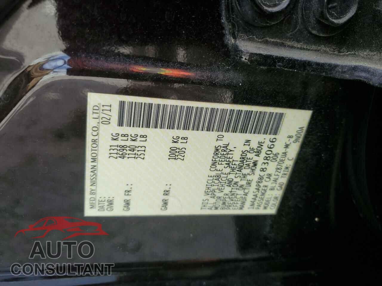 NISSAN MAXIMA 2011 - 1N4AA5AP8BC838066