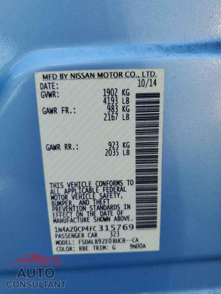 NISSAN LEAF 2015 - 1N4AZ0CP4FC315769