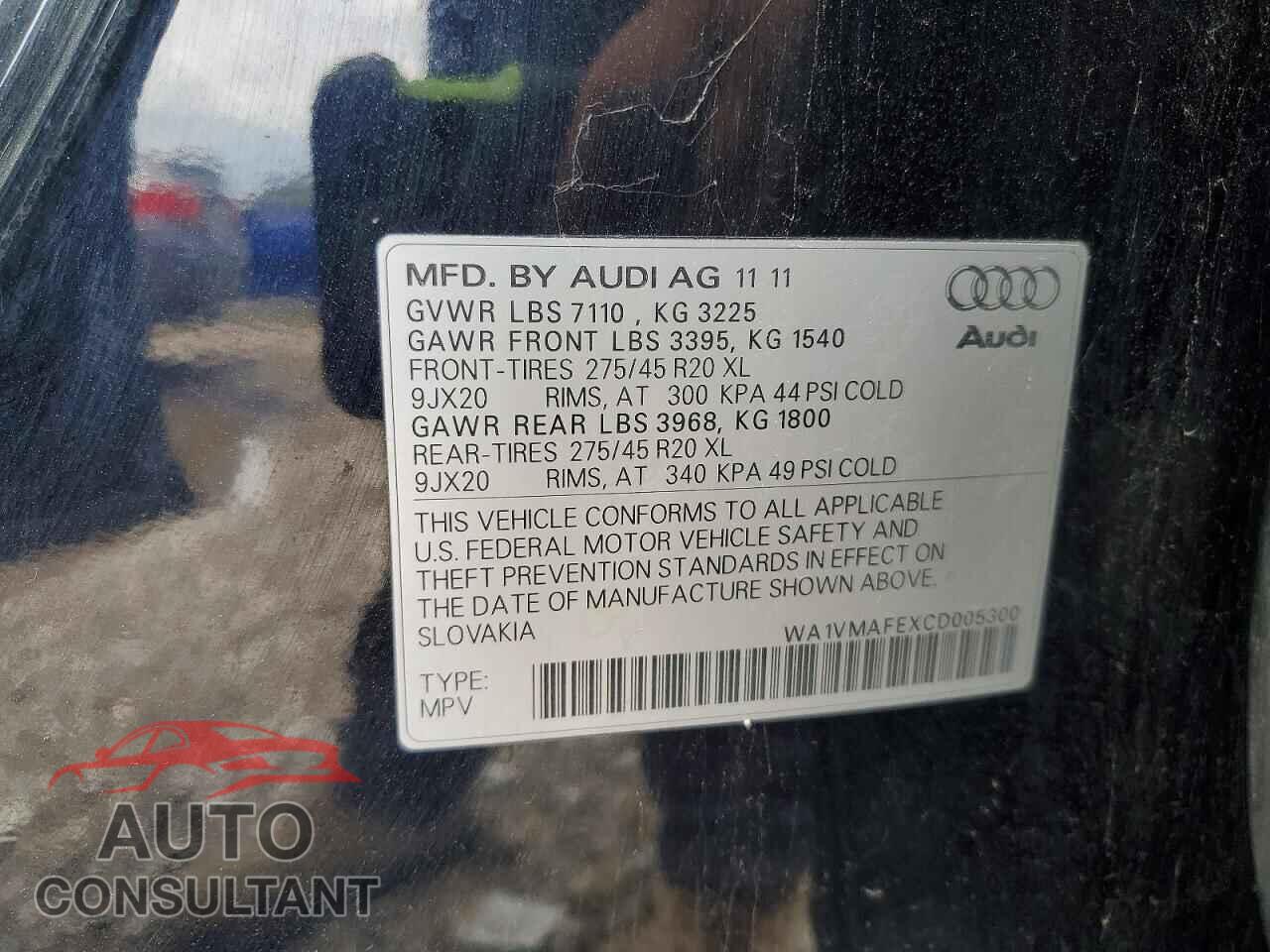 AUDI Q7 2012 - WA1VMAFEXCD005300