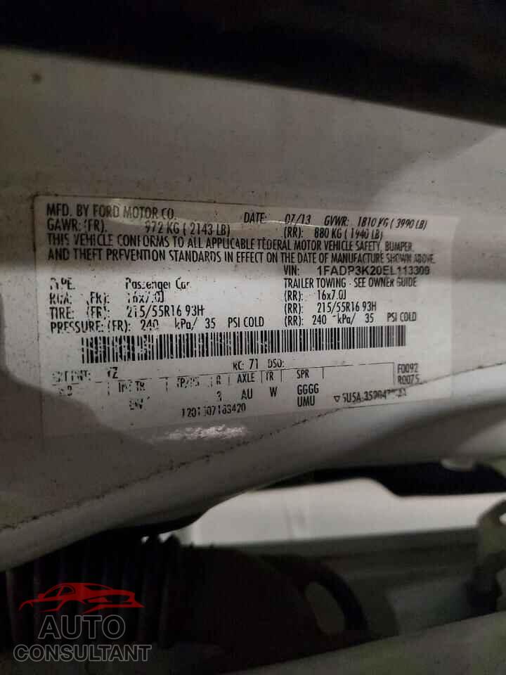 FORD FOCUS 2014 - 1FADP3K20EL113309