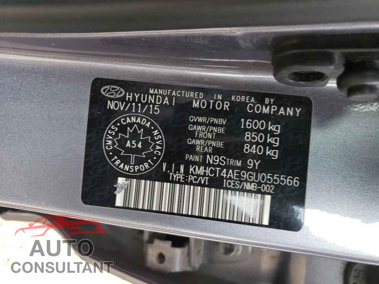 HYUNDAI ACCENT 2016 - KMHCT4AE9GU055566