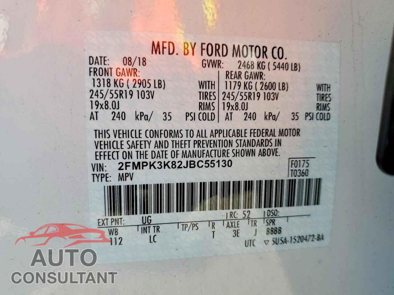 FORD EDGE 2018 - 2FMPK3K82JBC55130