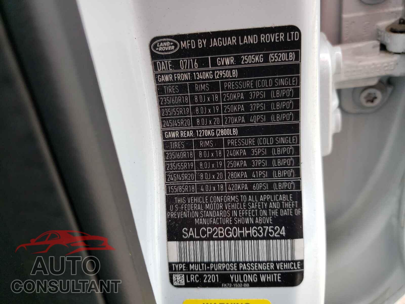 LAND ROVER DISCOVERY 2017 - SALCP2BG0HH637524