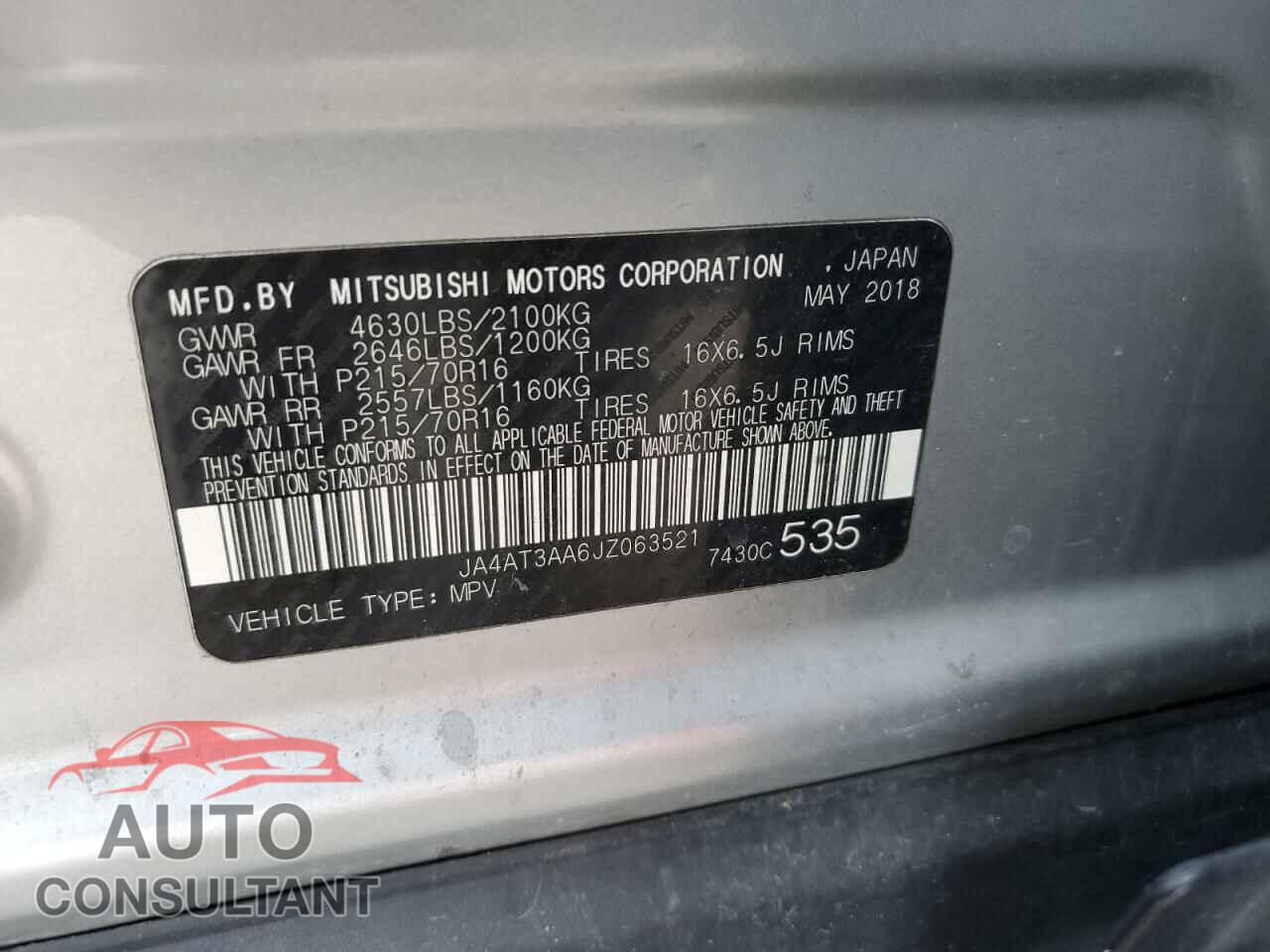 MITSUBISHI ECLIPSE 2018 - JA4AT3AA6JZ063521