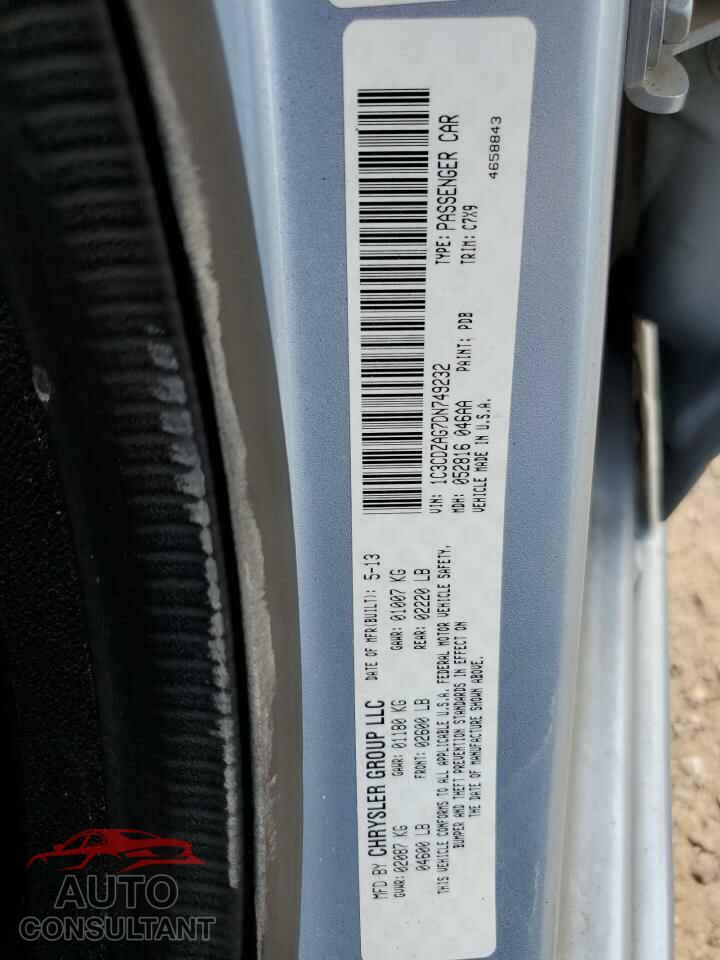 DODGE AVENGER 2013 - 1C3CDZAG7DN749232