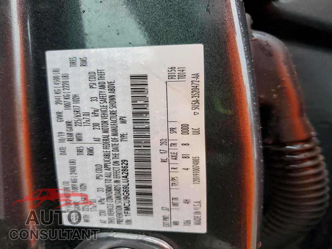 FORD ESCAPE 2020 - 1FMCU9G69LUA28629