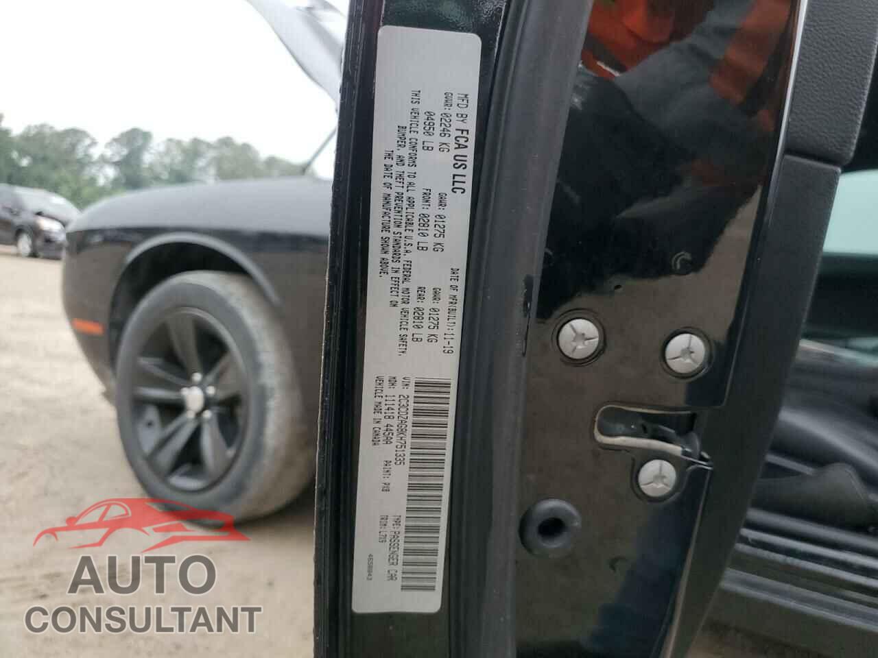 DODGE CHALLENGER 2019 - 2C3CDZAG8KH751335