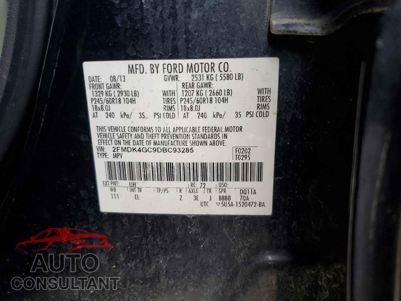 FORD EDGE 2013 - 2FMDK4GC9DBC93285