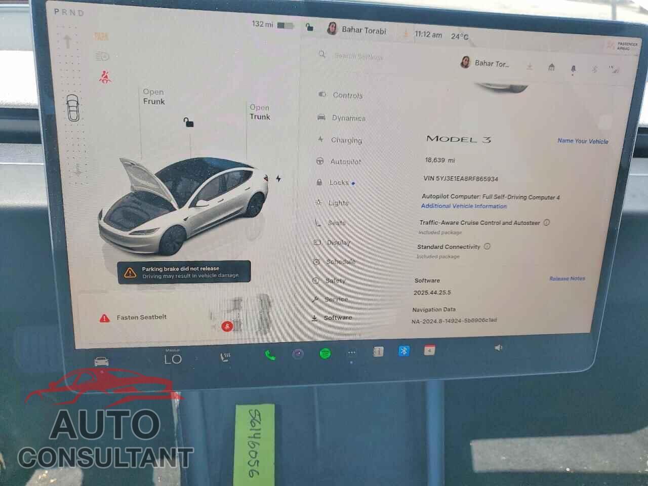 TESLA MODEL 3 2024 - 5YJ3E1EA8RF865934