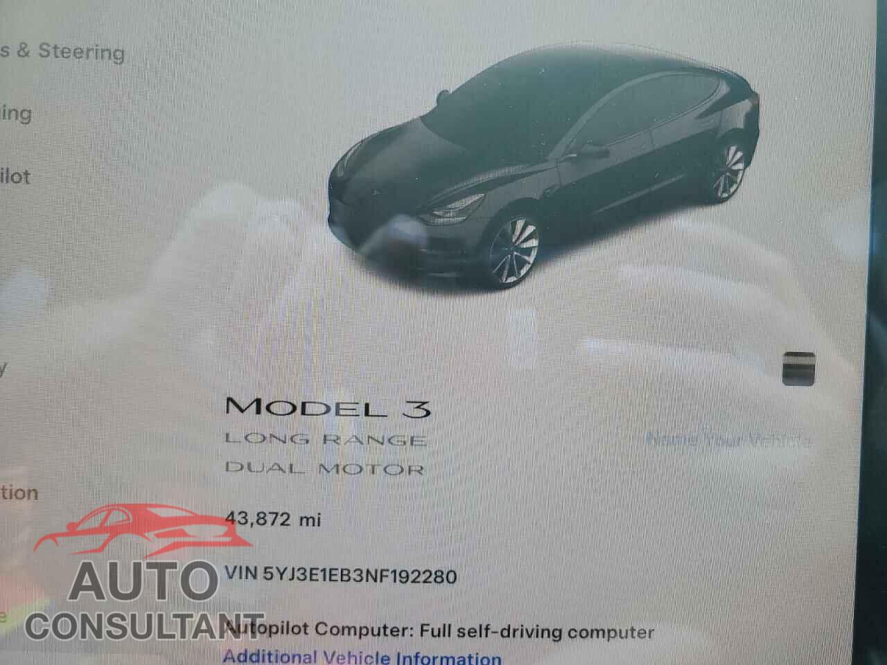 TESLA MODEL 3 2022 - 5YJ3E1EB3NF192280