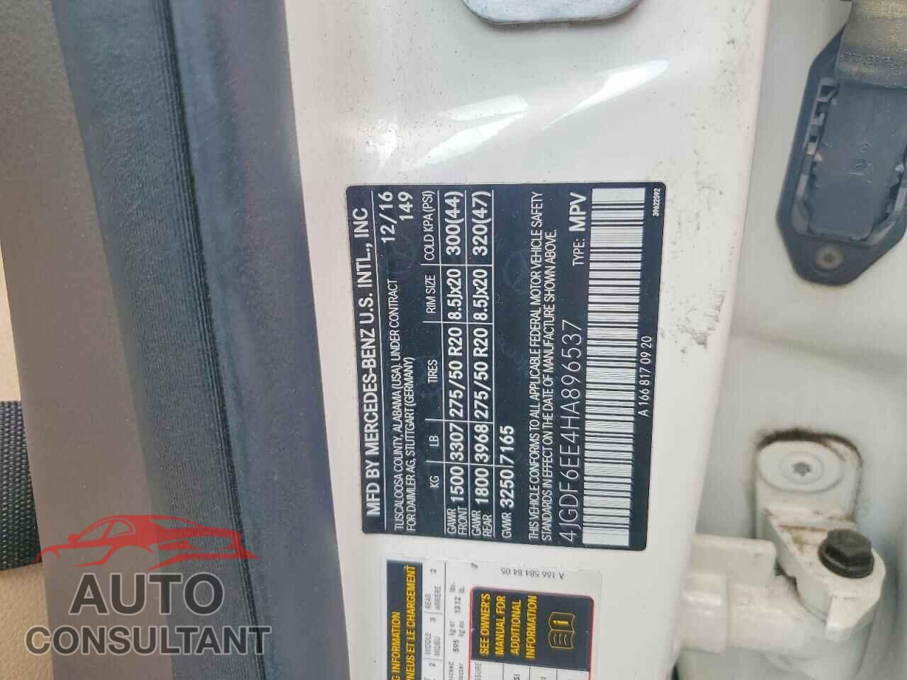 MERCEDES-BENZ GLS-CLASS 2017 - 4JGDF6EE4HA896537