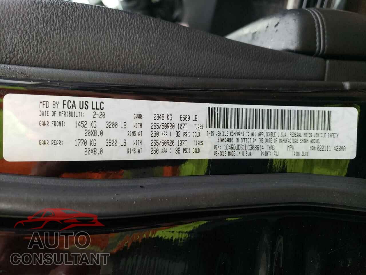 DODGE DURANGO 2020 - 1C4RDJDG1LC308614