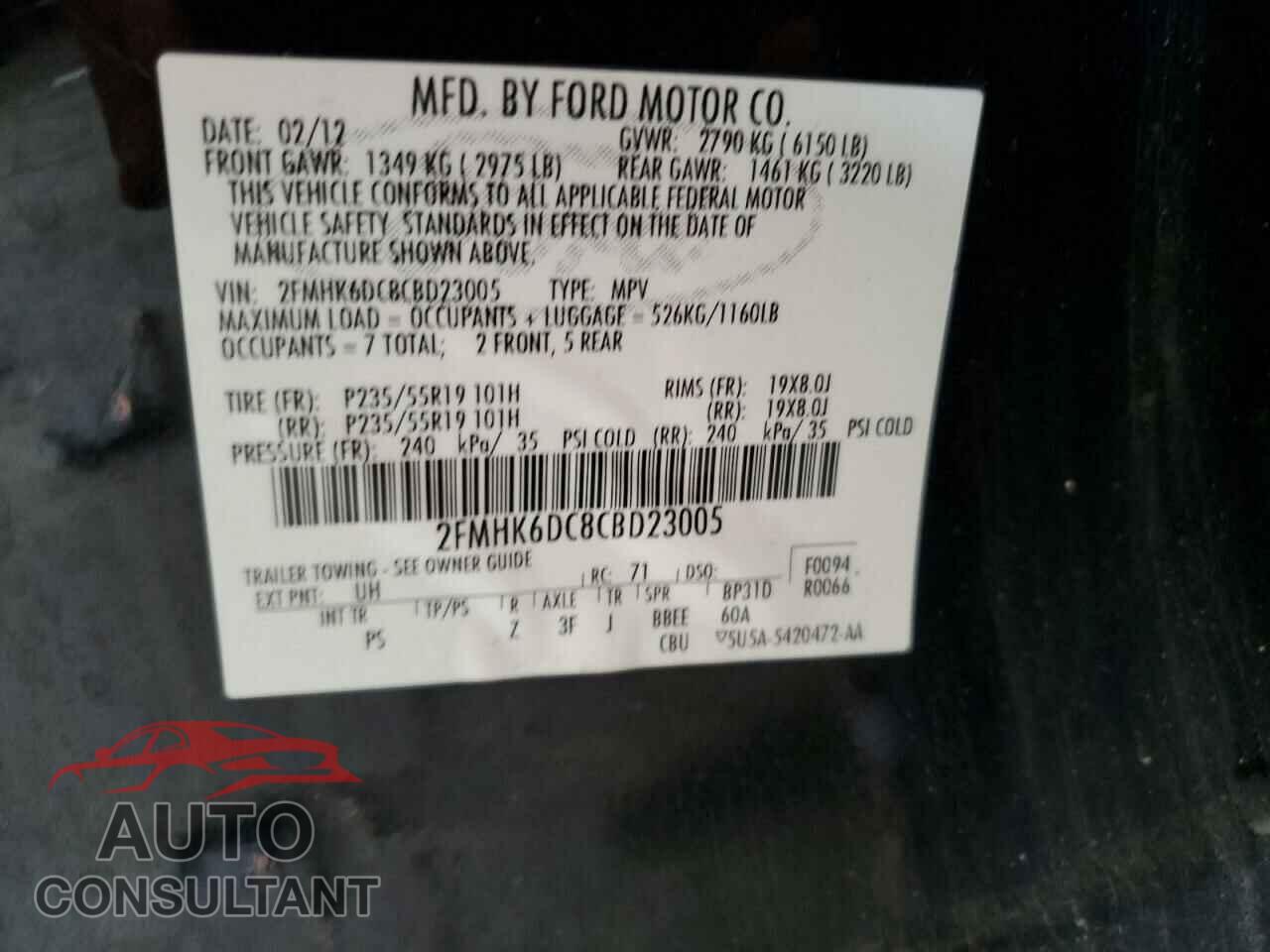 FORD FLEX 2012 - 2FMHK6DC8CBD23005