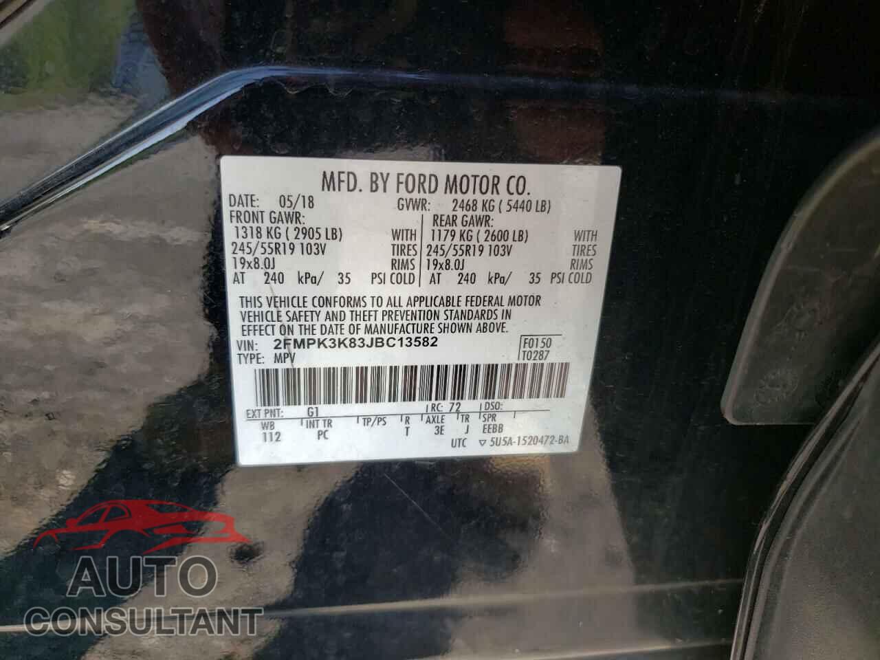 FORD EDGE 2018 - 2FMPK3K83JBC13582