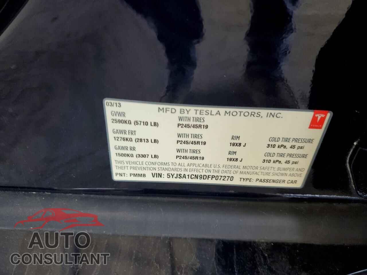 TESLA MODEL S 2013 - 5YJSA1CN9DFP07270