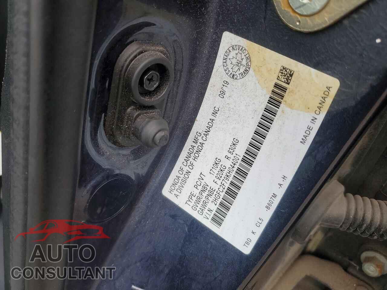HONDA CIVIC 2019 - 2HGFC2F79KH044001