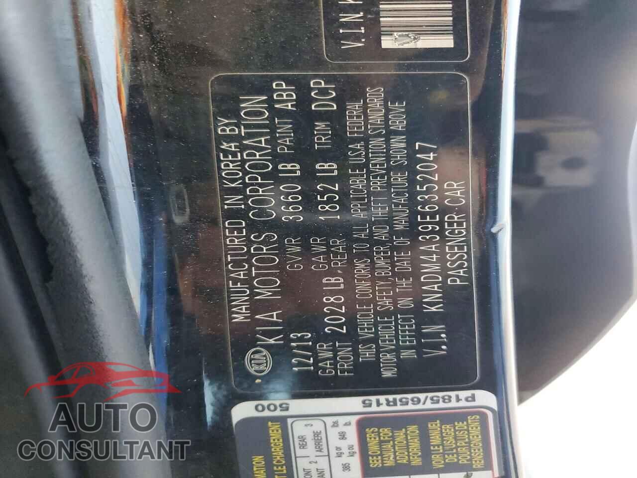 KIA RIO 2014 - KNADM4A39E6352047