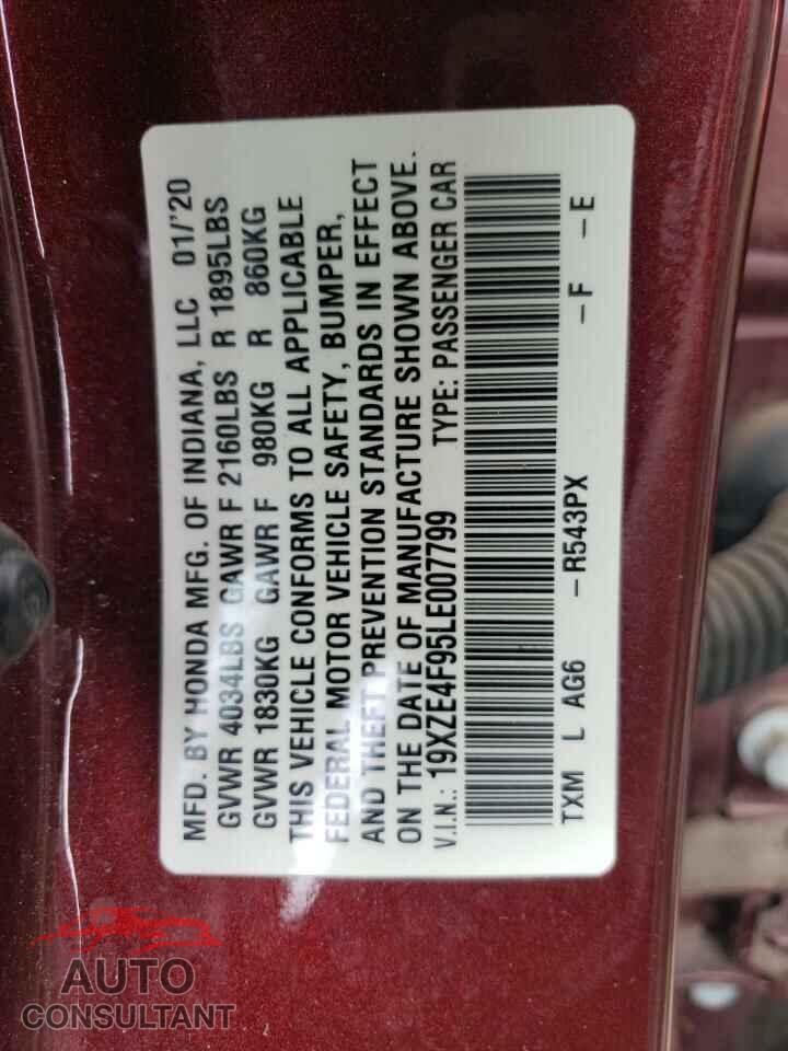 HONDA INSIGHT 2020 - 19XZE4F95LE007799