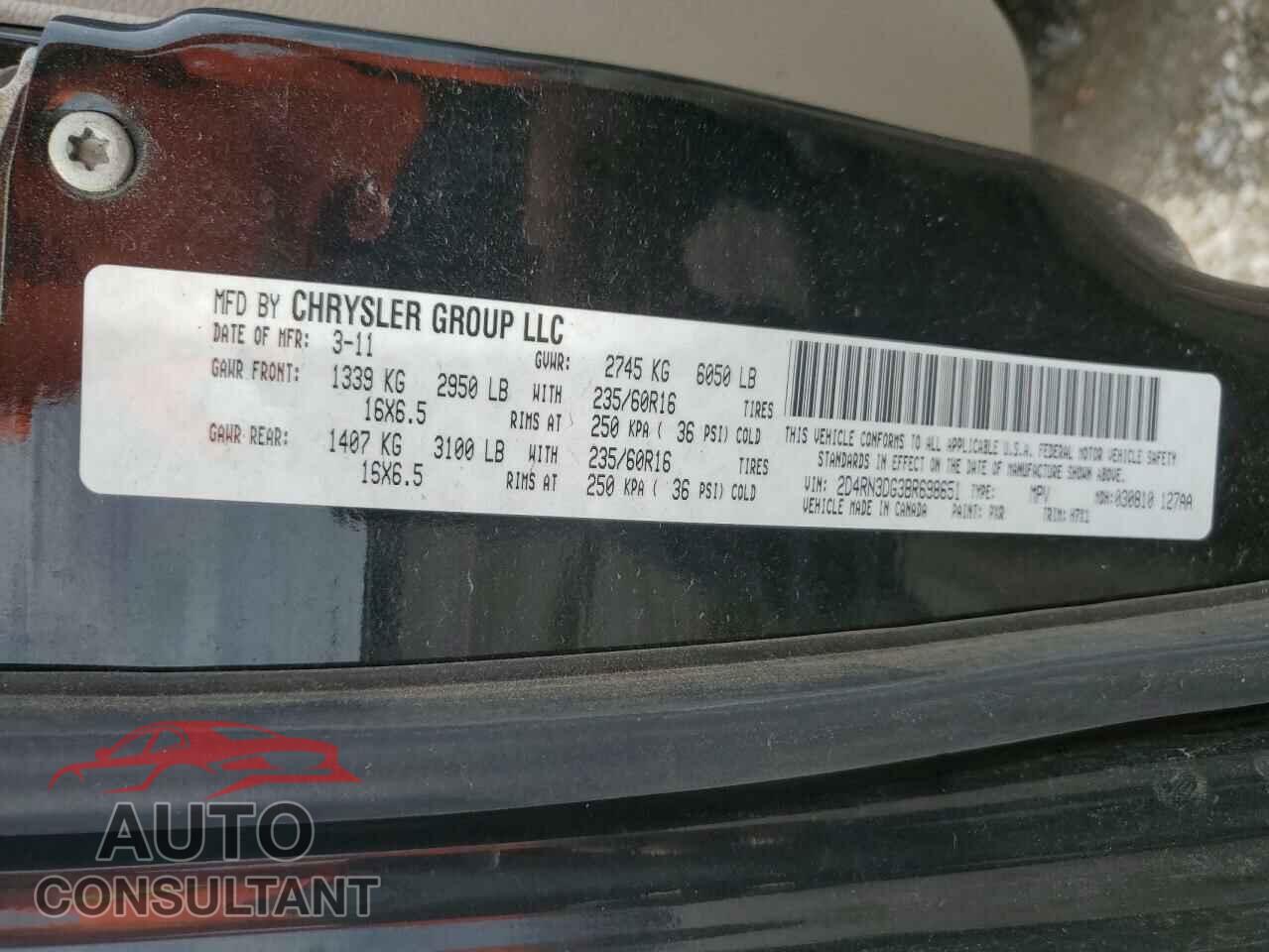 DODGE CARAVAN 2011 - 2D4RN3DG3BR698651