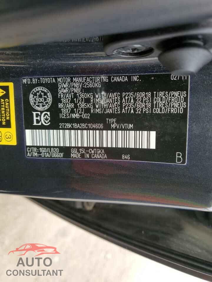 LEXUS RX350 2011 - 2T2BK1BA2BC104606