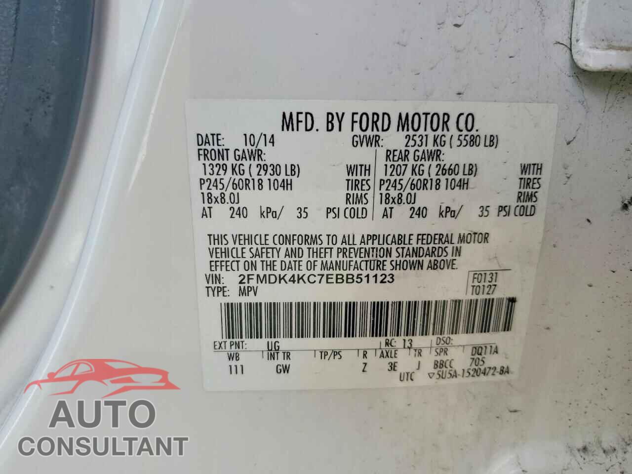 FORD EDGE 2014 - 2FMDK4KC7EBB51123