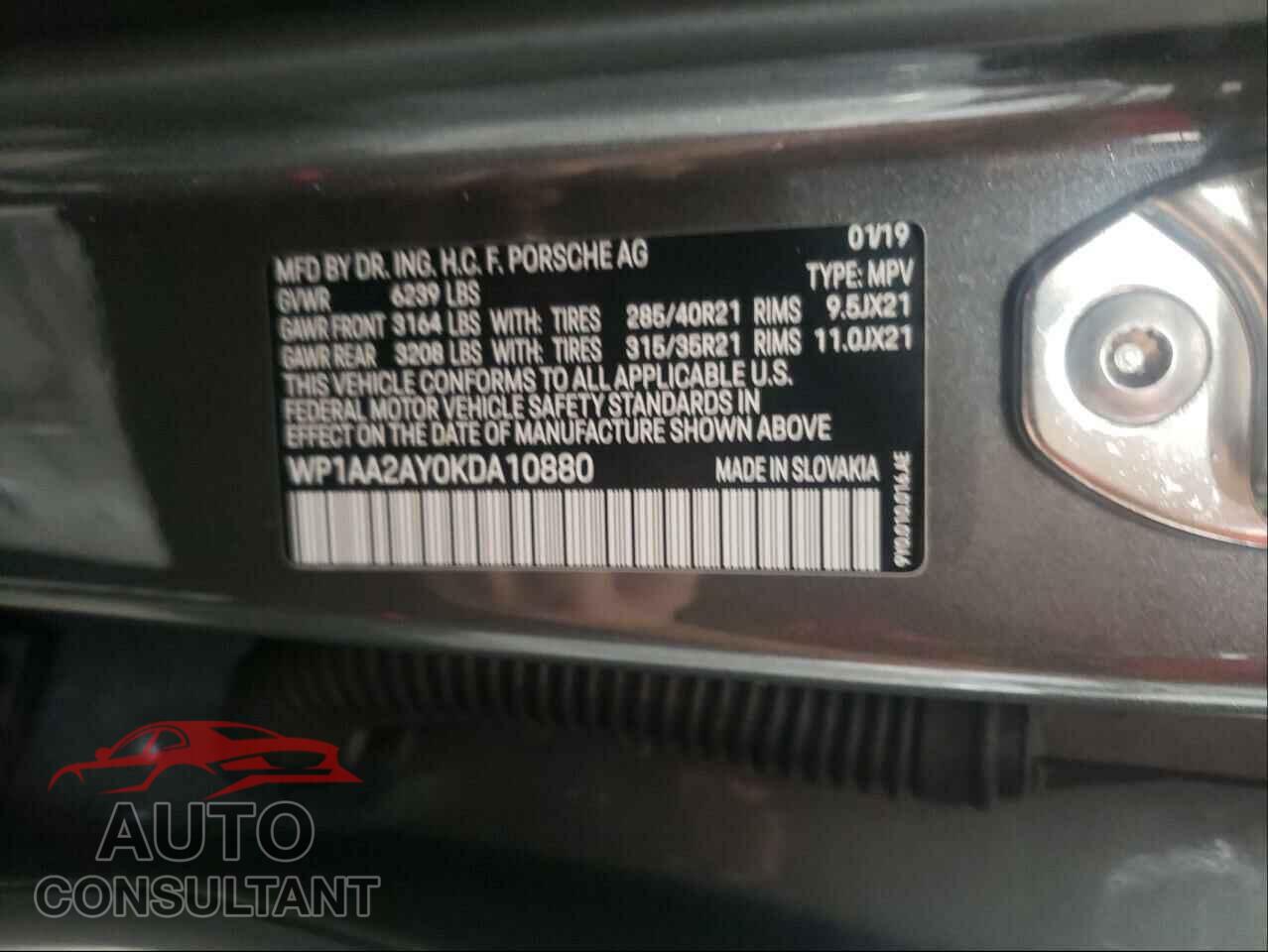 PORSCHE CAYENNE 2019 - WP1AA2AY0KDA10880