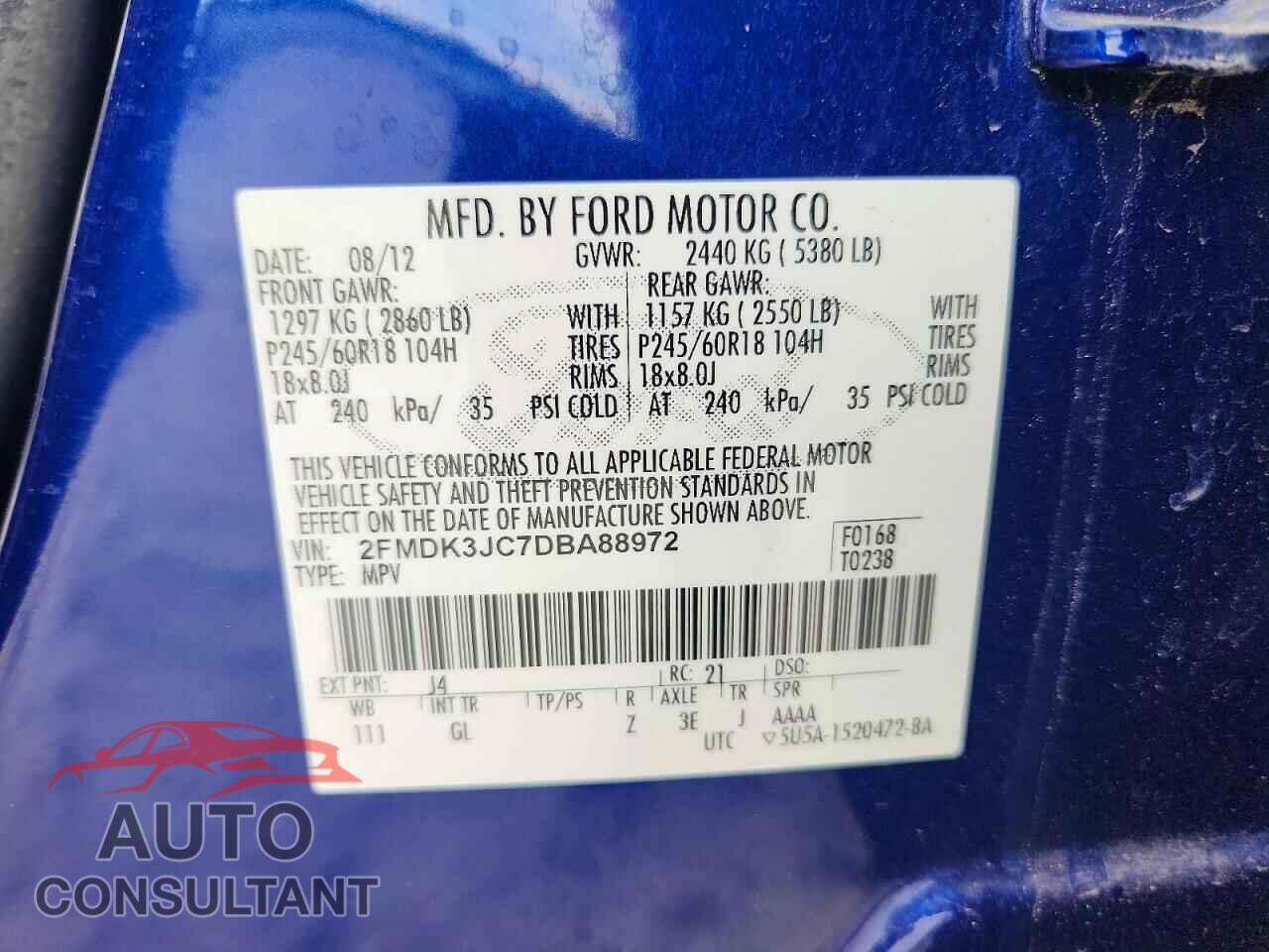 FORD EDGE 2013 - 2FMDK3JC7DBA88972