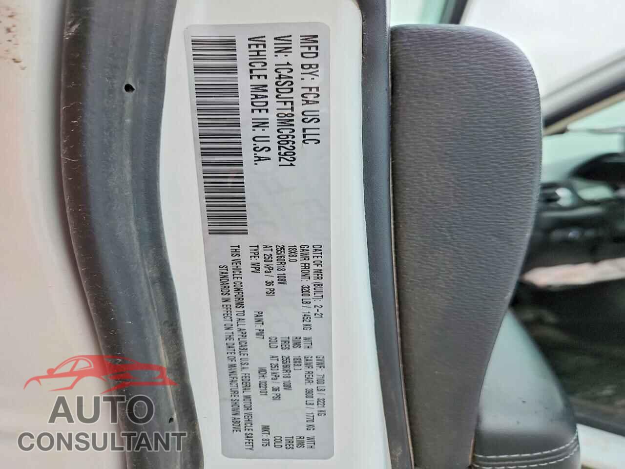 DODGE DURANGO 2021 - 1C4SDJFT8MC662921