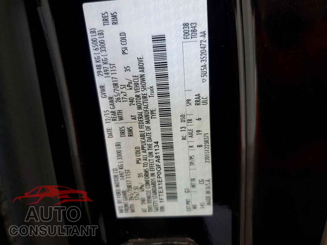 FORD F150 2016 - 1FTEX1EP0GFA81134
