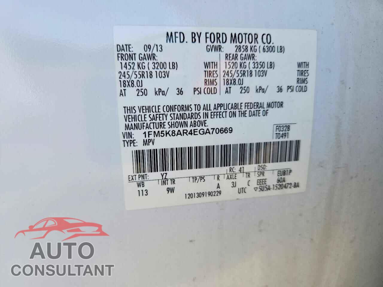FORD EXPLORER 2014 - 1FM5K8AR4EGA70669