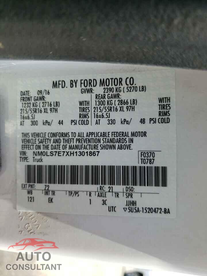 FORD TRANSIT 2017 - NM0LS7E7XH1301867