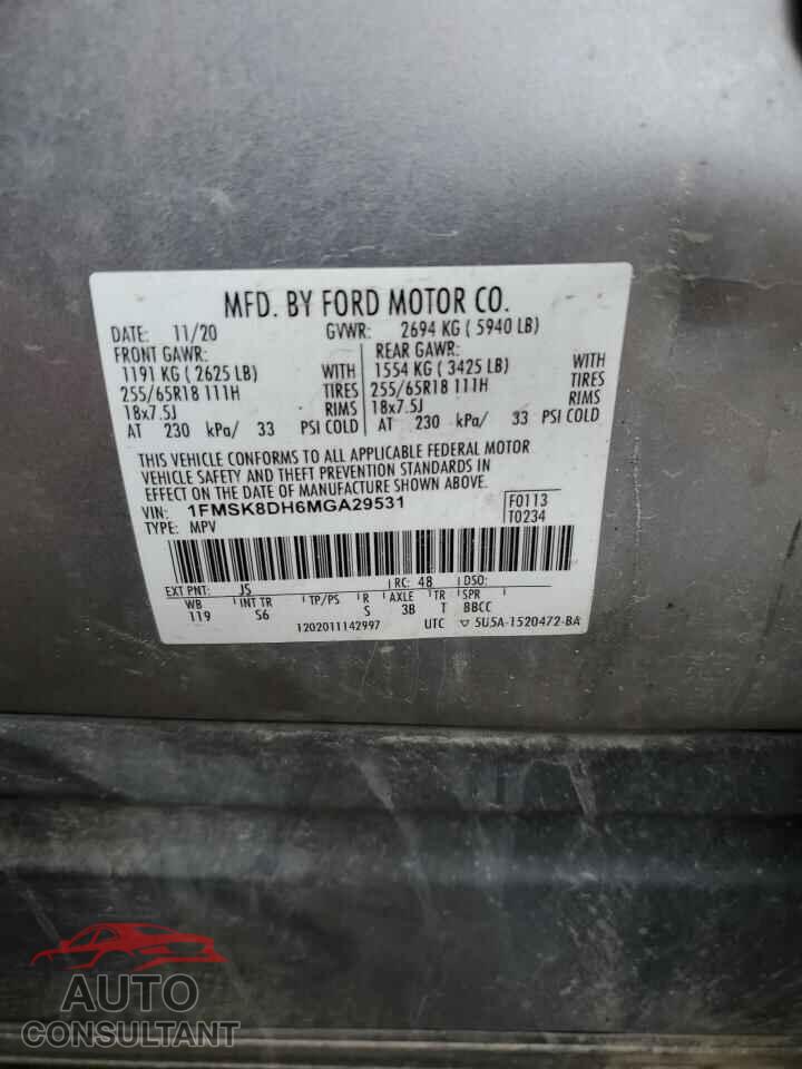 FORD EXPLORER 2021 - 1FMSK8DH6MGA29531