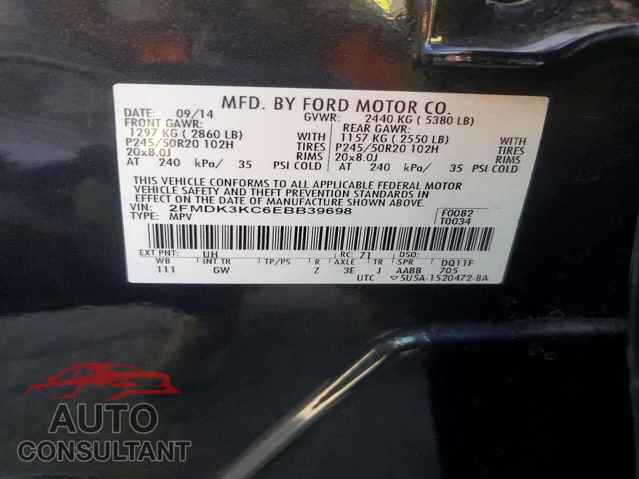 FORD EDGE 2014 - 2FMDK3KC6EBB39698