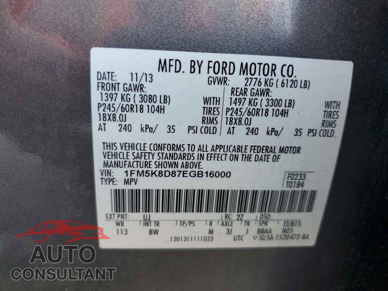 FORD EXPLORER 2014 - 1FM5K8D87EGB16000