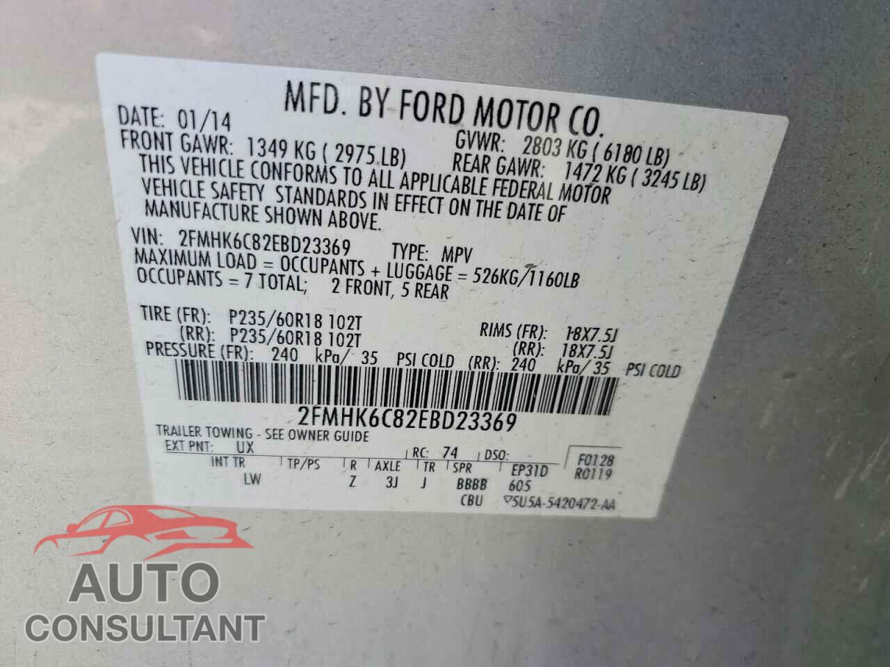 FORD FLEX 2014 - 2FMHK6C82EBD23369