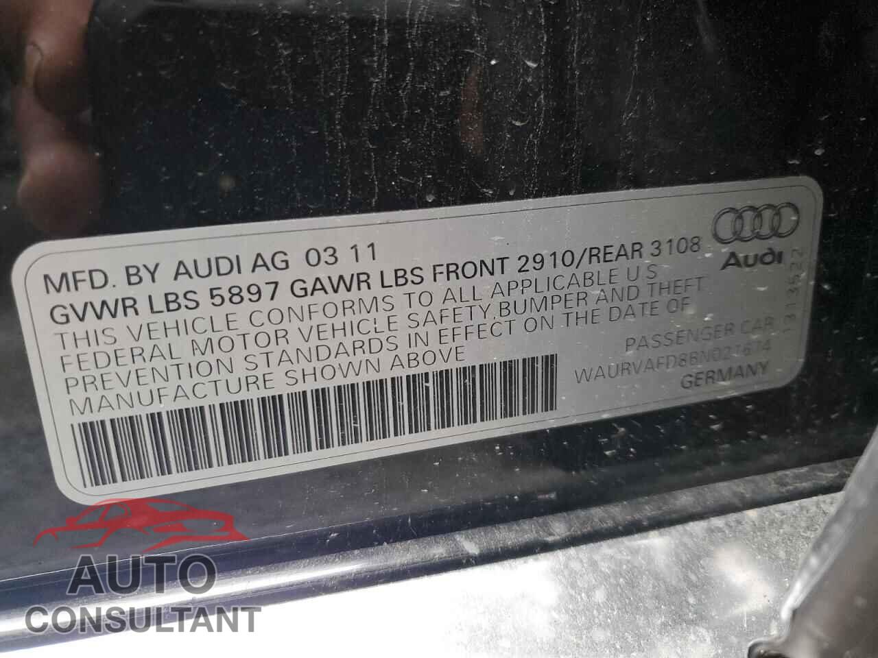 AUDI A8 2011 - WAURVAFD8BN021674