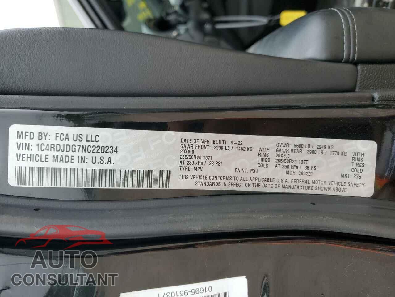 DODGE DURANGO 2022 - 1C4RDJDG7NC220234