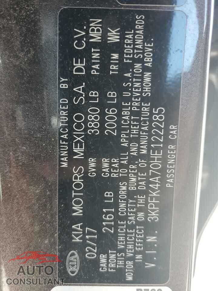 KIA FORTE 2017 - 3KPFK4A70HE122285