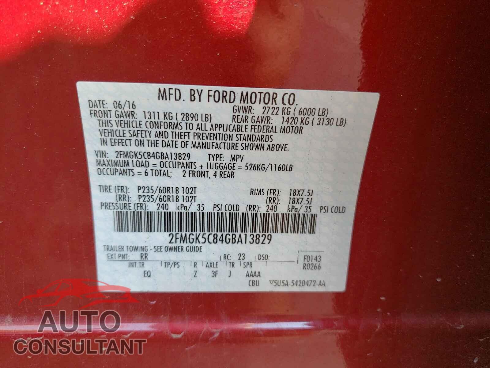 FORD FLEX 2016 - 2FMGK5C84GBA13829
