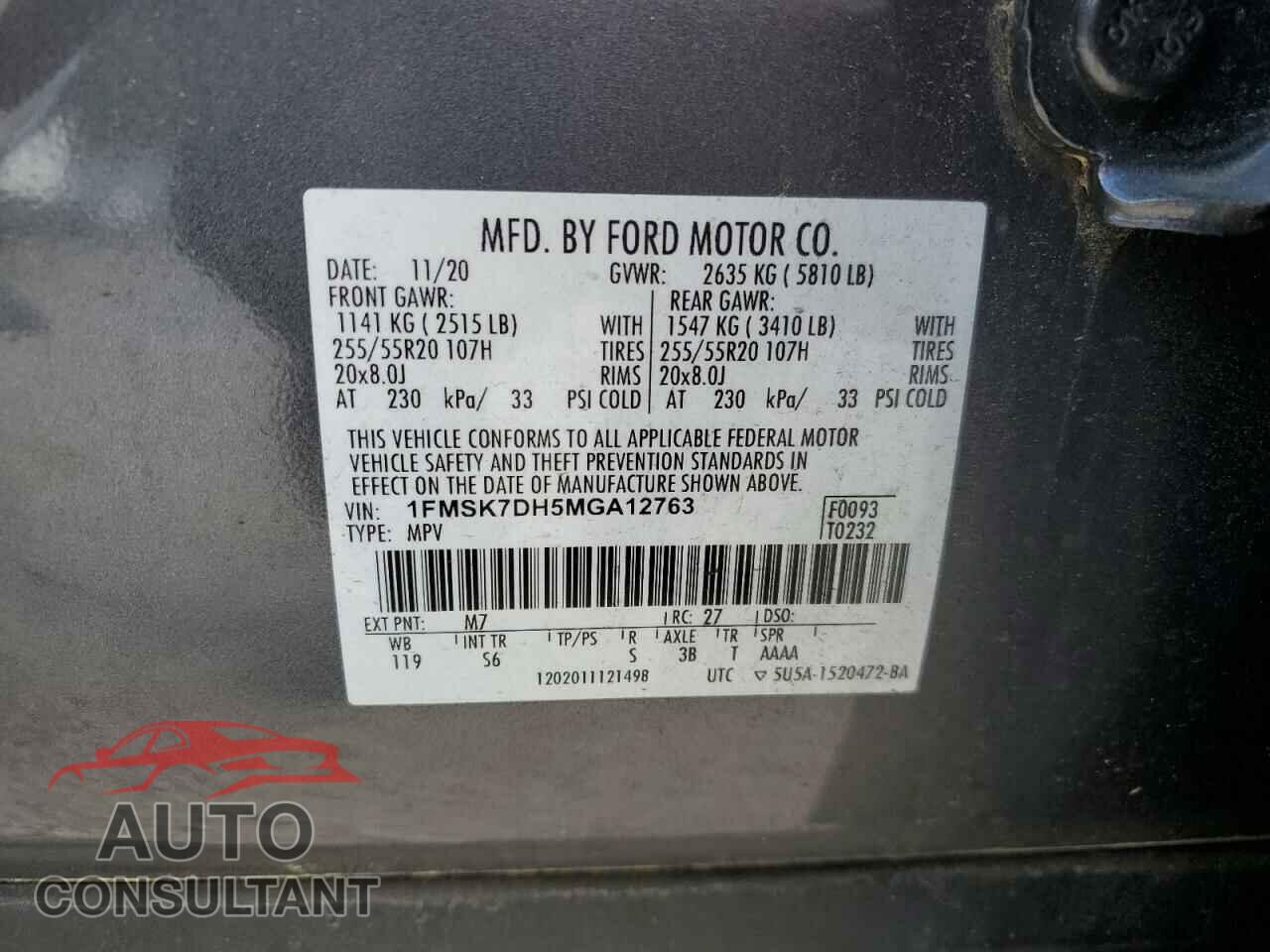 FORD EXPLORER 2021 - 1FMSK7DH5MGA12763