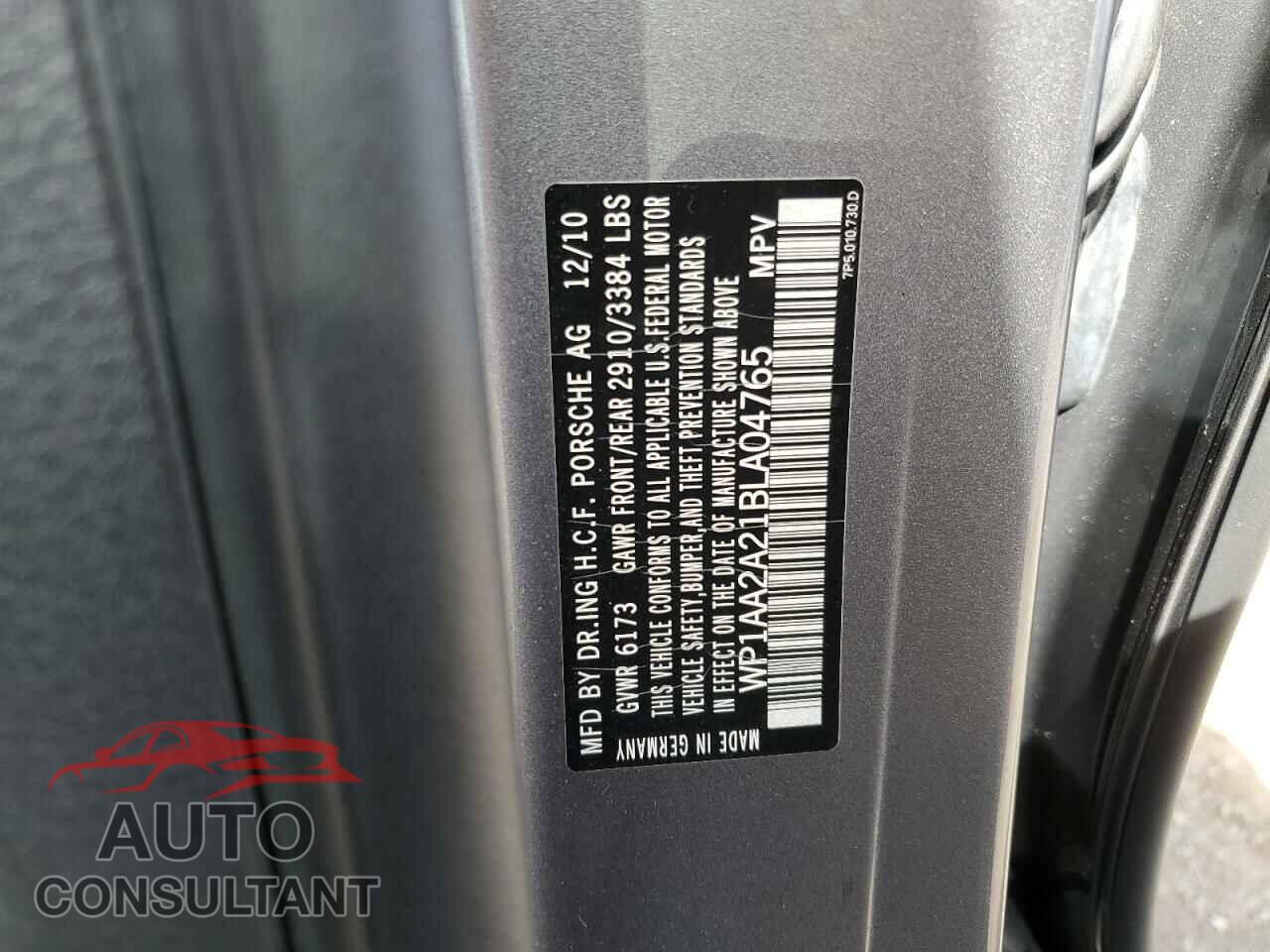 PORSCHE CAYENNE 2011 - WP1AA2A21BLA04765
