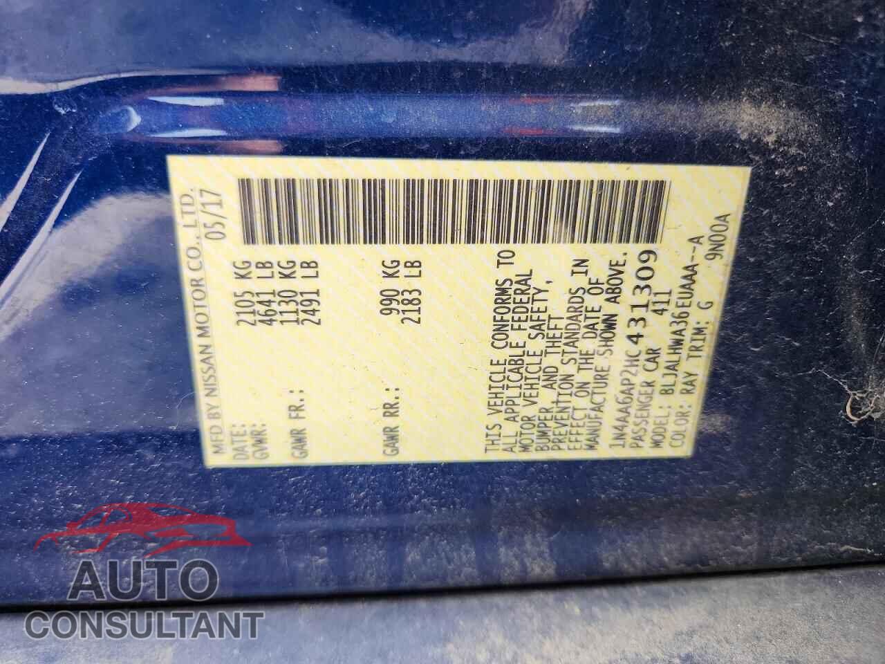 NISSAN MAXIMA 2017 - 1N4AA6AP2HC431309