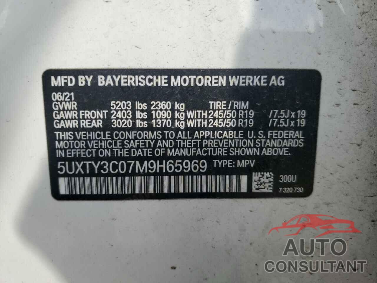 BMW X3 2021 - 5UXTY3C07M9H65969