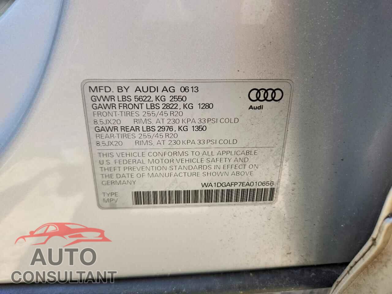 AUDI Q5 2014 - WA1DGAFP7EA010656