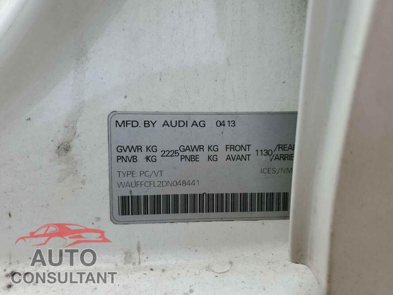 AUDI A4 2013 - WAUFFCFL2DN048441