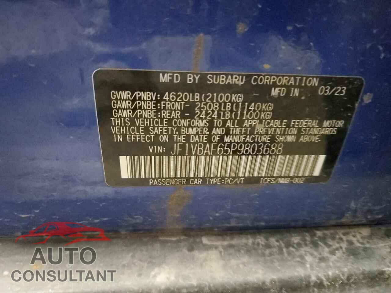 SUBARU WRX 2023 - JF1VBAF65P9803688
