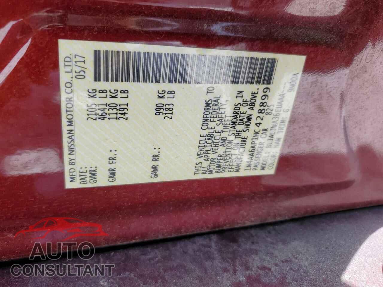 NISSAN MAXIMA 2017 - 1N4AA6AP1HC428899