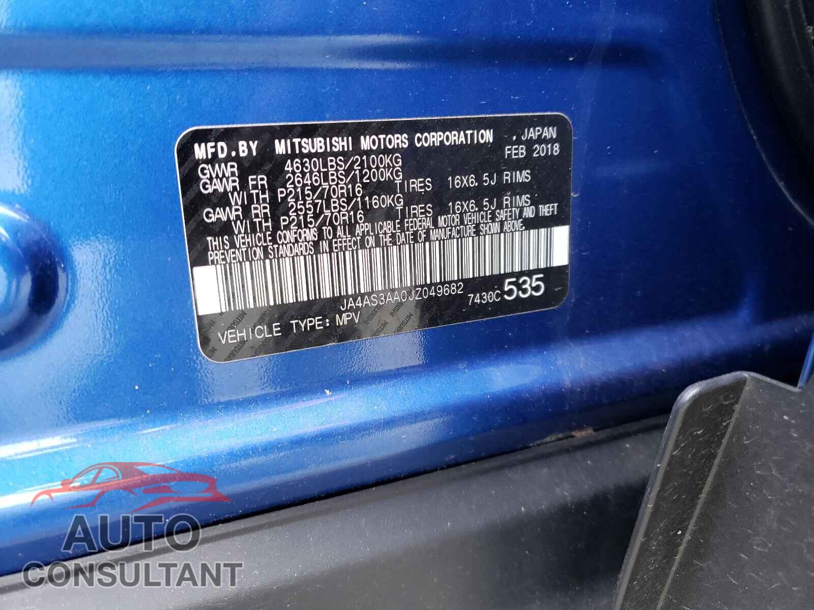 MITSUBISHI ECLIPSE 2018 - JA4AS3AA0JZ049682