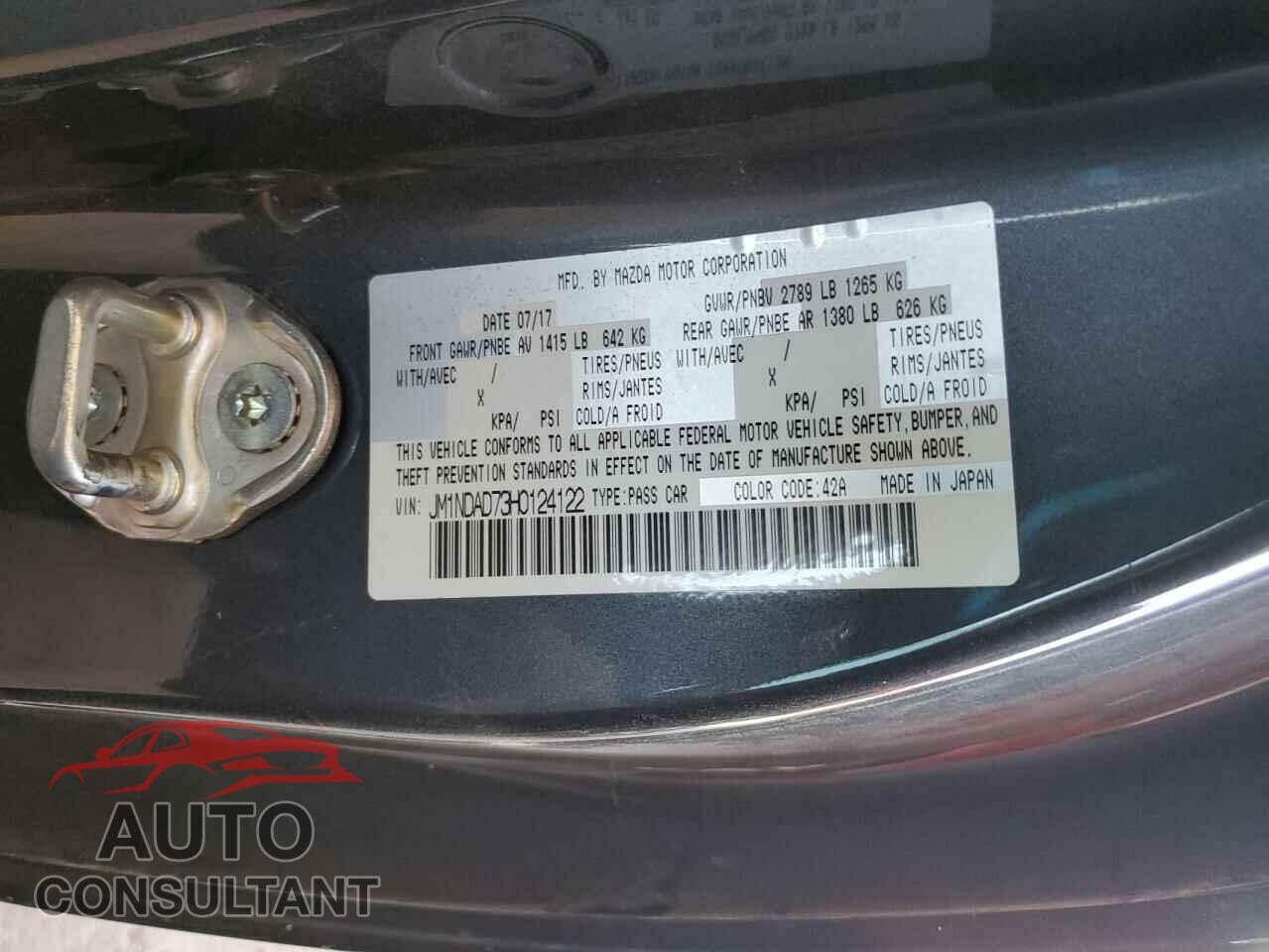 MAZDA MX5 2017 - JM1NDAD73H0124122